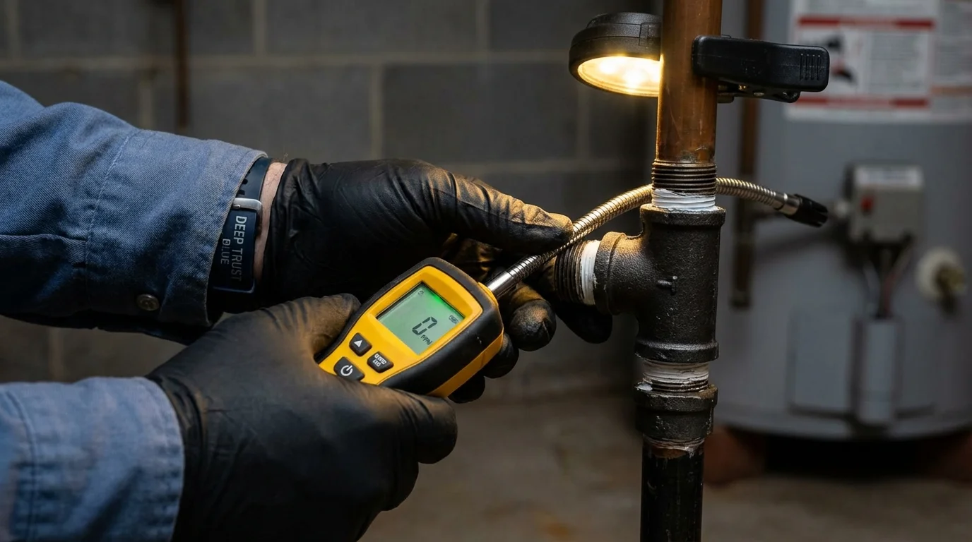 Gas leak detection with electronic sniffer by Johns Plumbing LLC in Oaklyn
