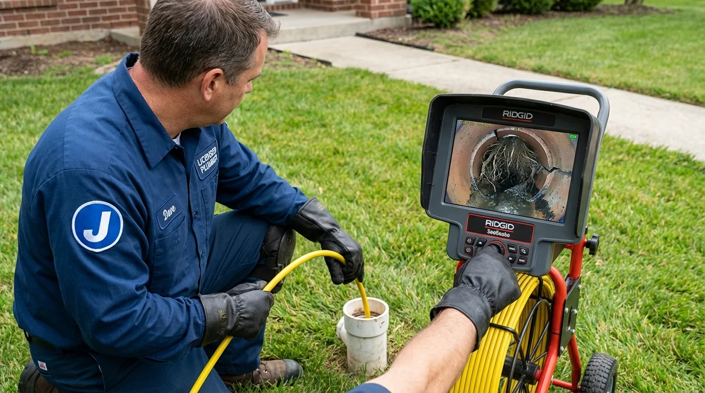 Sewer camera inspection being performed by Johns Plumbing LLC in Oaklyn